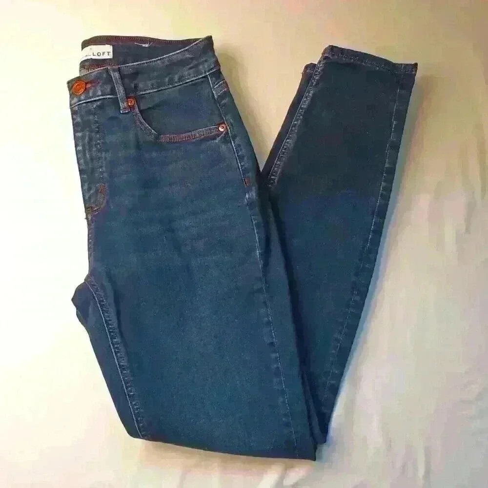 LOFT Womens High Rise Curvy Skinny Jeans Blue 27/4 MInimalist Classic Stretch